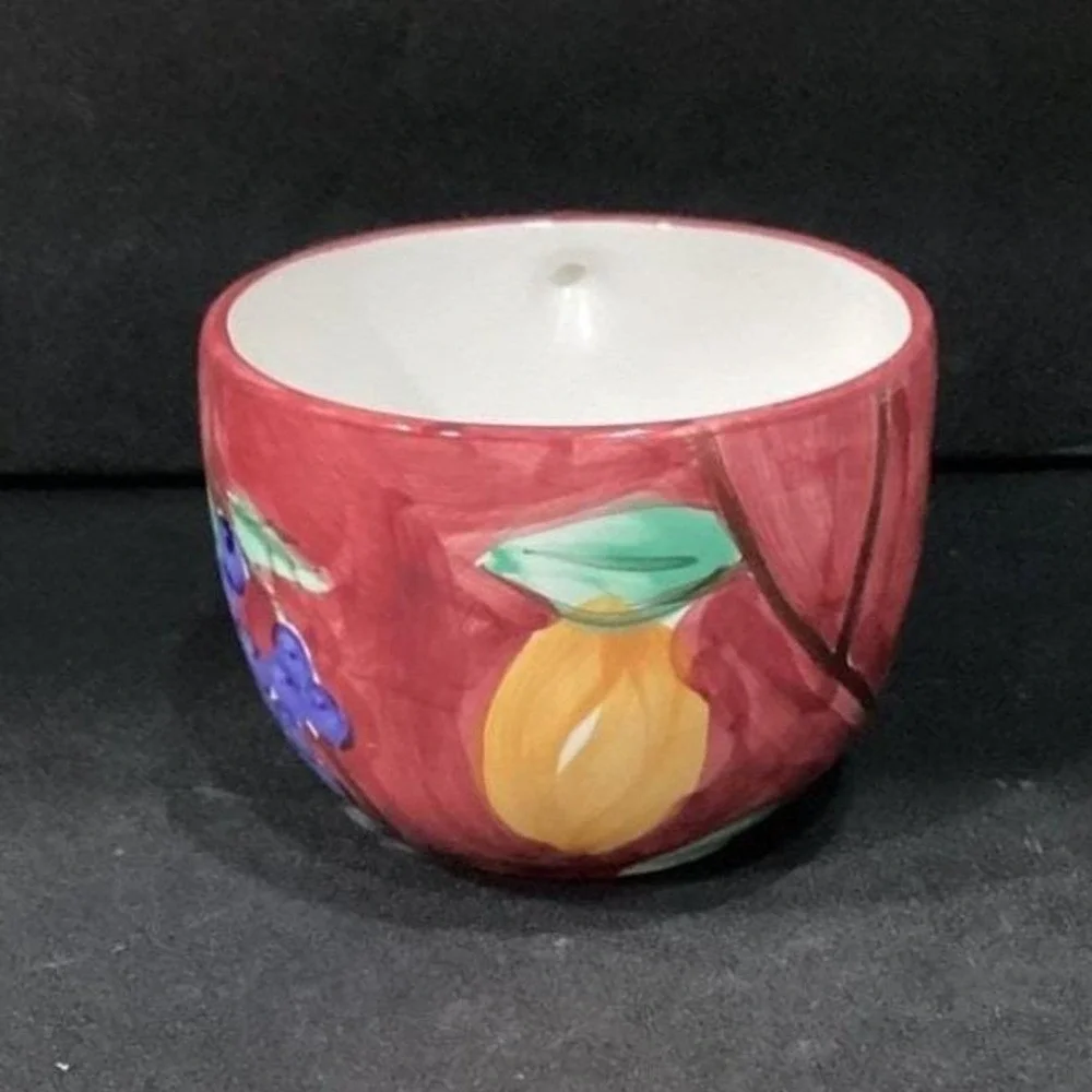 Crate & Barrel Fruit Theme Large Coffee Cup, Vintage‎ Hand-Painted Ceramic Mug